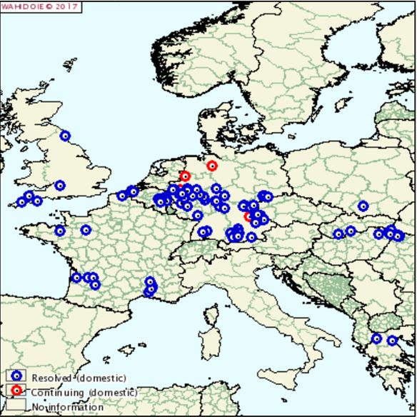 EIA uitbraken in Europa 2010 - 2017